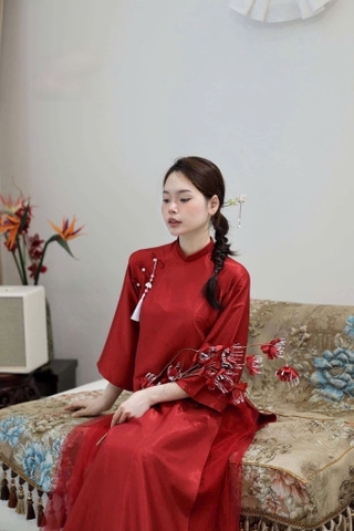 Áo Dài Cô Dâu Dáng Suông Cách Tân Hiện Đại