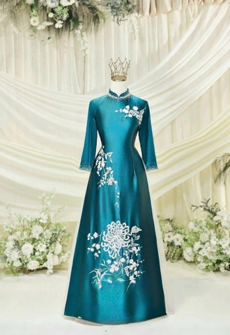 Áo Dài Bà Sui Lụa Cao Cấp Thêu Hoa Sang Trọng
