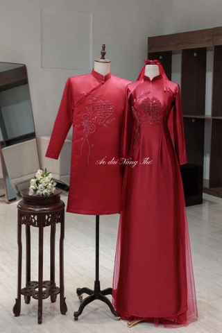 Áo Dài Cưới Họa Tiết Hỷ Đính Đá Nổi Bật