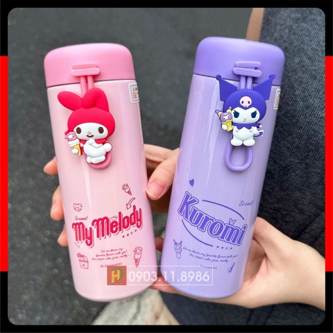 Bình giữ nhiệt Kuromi, Hangyodon, My Melody, Pochacco, Cinnamoroll inox 304, dung tích 350ml