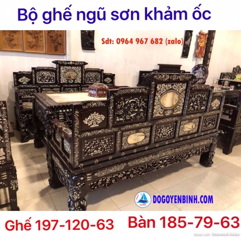 Bộ ghế ngũ sơn khảm ốc 2