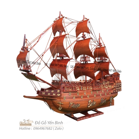Mô hình thuyền buồm cổ đại gỗ hương 1