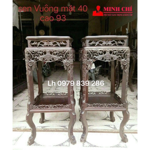 Cặp Đôn Sen Vuông Mặt Đá 