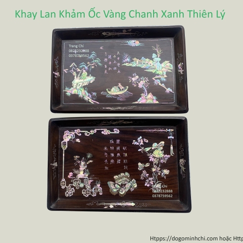 Khay Lan Gỗ Trắc Khảm Ốc Đẹp Vàng Chanh Đỏ Lửa 1