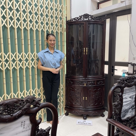 Tủ Góc Bày Đồ Bày Rượu Gỗ Gụ