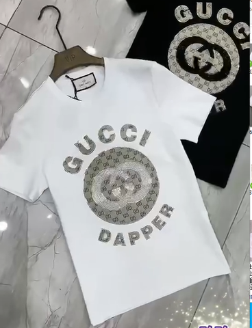 Áo thun nam hoạ tiết đính cườm logo gucci AT6606 độc đáo