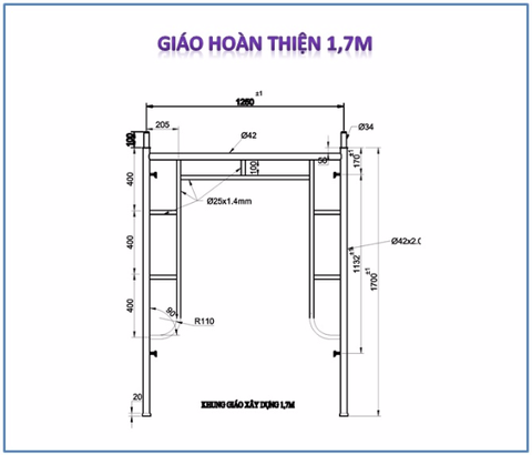 Giáo hoàn thiện 1,7m và 1,5m