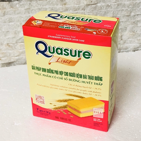 Bánh Bông Lan Quasure Light Dâu Hộp 126 Gam- cho người tiểu đường, ăn kiêng