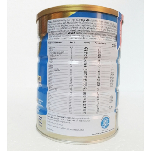 Sữa Ensure Gold ít ngọt hương vani 850g