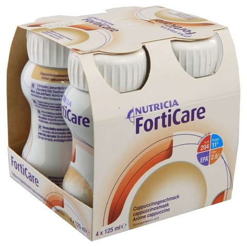 Sữa nước cao năng lượng FortiCare Cappuccino 125ml lốc 4 chai - cho bệnh nhân ung thư, hạn sử dụng: 1/7/2019- Miễn phí vận chuyển