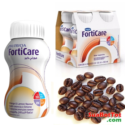 Sữa nước cao năng lượng FortiCare Cappuccino 125ml lốc 4 chai - cho bệnh nhân ung thư, hạn sử dụng: 1/7/2019- Miễn phí vận chuyển