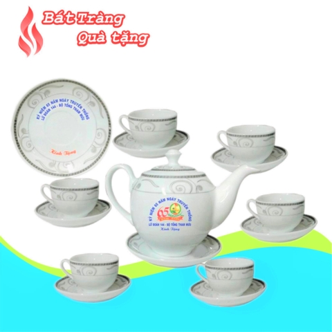 Bộ ấm chén in logo dáng ML2