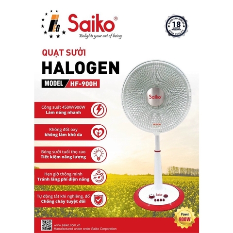 Quạt Sưởi Nón Saiko HF-900H 900W