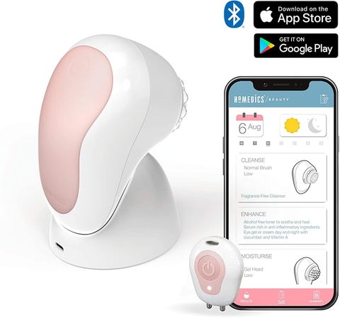 Máy rửa mặt phân tích da công nghệ siêu âm 3D chuyên nghiệp HoMedics FAC-700, kết nối APP mobile