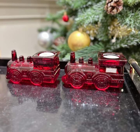 Chân nến pha lê hình toa xe lửa Godinger Train Engine Votive