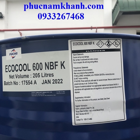 DẦU CẮT GỌT ECOCOOL 600 NBF (K) 205L/PHUY