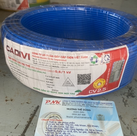 DÂY CÁP ĐIỆN CV2.5MM2 CAIDIVI