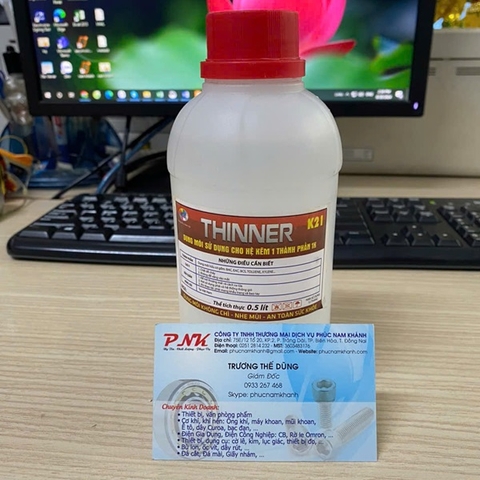 DUNG MÔI DÙNG CHO SƠN KẼM 1 THÀNH PHẦN THINNER K21 0.5L