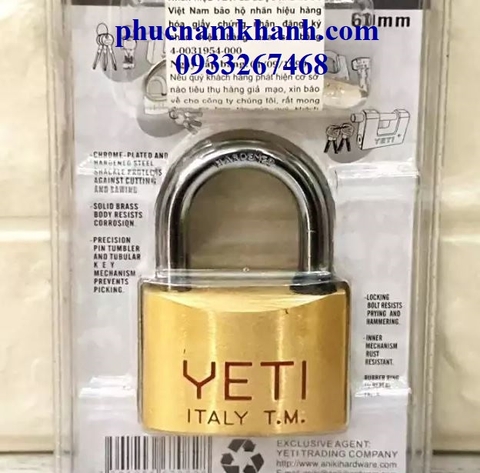 KHÓA YETI ĐỒNG THAU 60MM