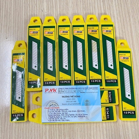 LƯỠI DAO RỌC GIẤY LOẠI LỚN BS4132 SK7 0.5x18x100MM (VỈ=10 LƯỠI HỘP=10 VỈ )