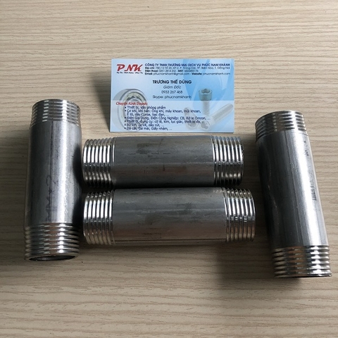 NỐI INOX 2 ĐẦU REN NGOÀI 34 x 100MM