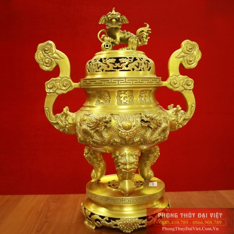 Đỉnh rồng đồng rồng nguyên chất vàng đậm