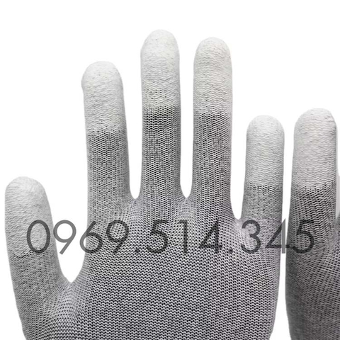 Găng tay chống tĩnh điện sợi carbon phủ PU đầu ngón