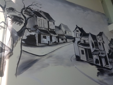 Vẽ Tranh Tường Quán Cafe Phong Cách Hoài Cổ 