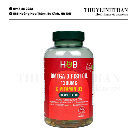 H&B Omega3 1200mg with Vitamin D3 120v