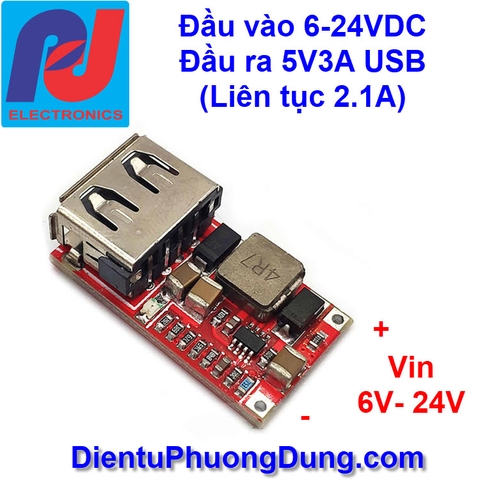 Module hạ áp 6-24V 12V/24V sang 5V 3A có cổng USB