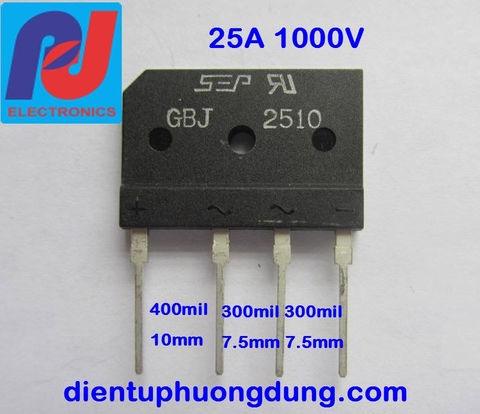 Diode cầu dẹt 25A 1000V - GBJ2510