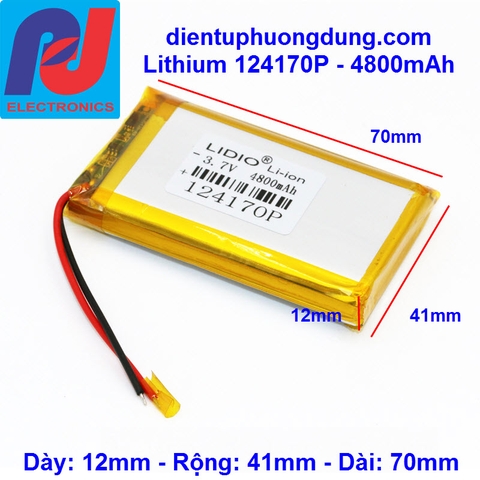 Pin Lithium 3.7V 4800mAh 124170