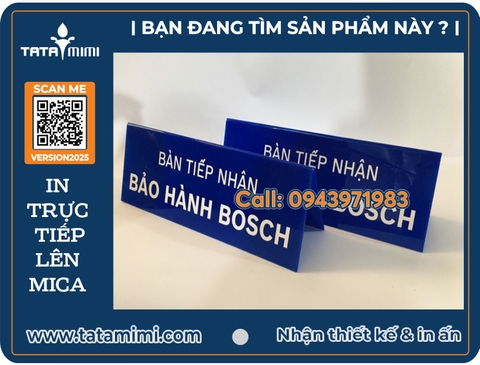 In biển bàn tiếp nhận bằng mica giải pháp chuyên nghiệp cho văn phòng.