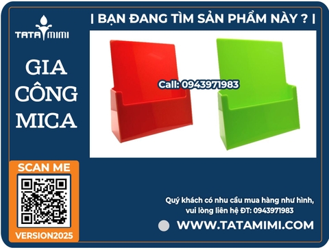 Kệ mica A4 để bàn 1 ngăn để tờ rơi tài liệu mica đỏ, mica xanh lá cây.