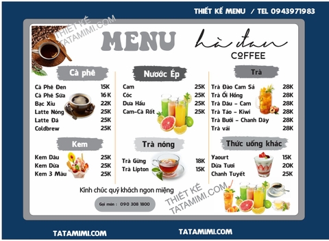 Mẫu thiết kế menu quán coffee