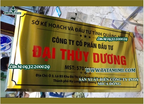 Biển công ty inox vàng gương