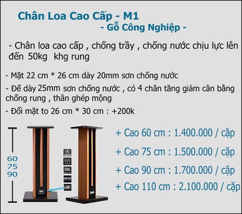 Chân loa gỗ cao cấp M1, gỗ công nghiệp, cao 60cm, cao 75cm, cao 90cm, cao 110 cm