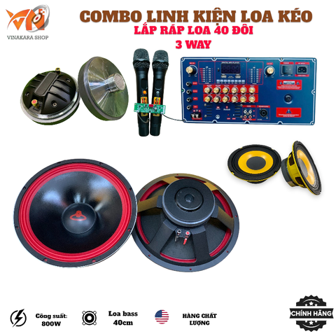 Combo linh kiện loa kéo 40 4 tấc đôi, phối ghép chất lượng, T450S, loa trung