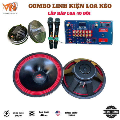 Combo linh kiện loa kéo 40 4 tấc đôi, phối ghép chất lượng, T450S