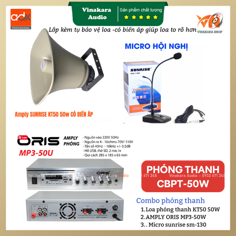 Combo hệ thống loa phóng thanh 50w ngoài trời CBPT-50W