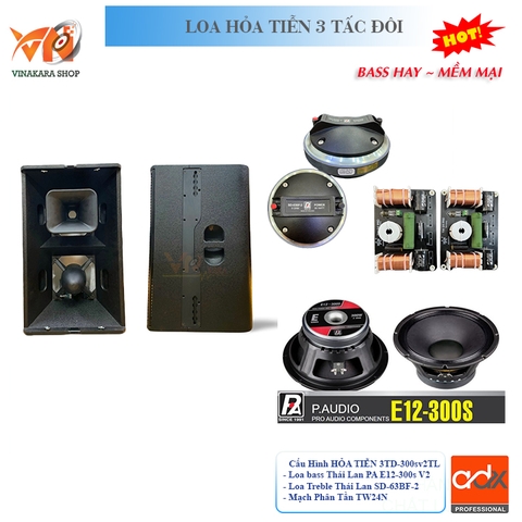 Loa hỏa tiễn 30 3 tấc đôi, bass e12-300s 30cm x 2 , Treble SD-63BF-2 |HT1230-63