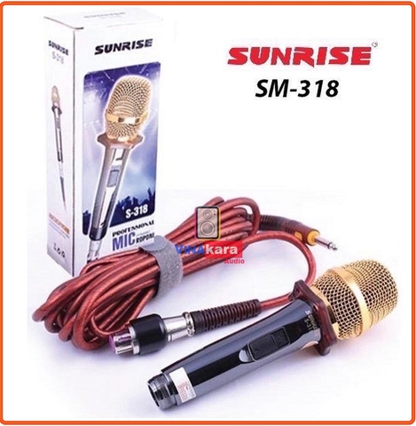 Micro dây Sunrise S-318. Chống hú tốt - Hát karaoke hay, giọng nhẹ như ca sĩ - Hàng chính hãng