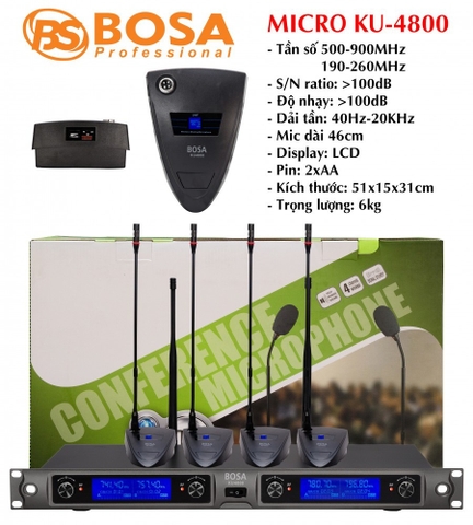 Micro Hội Nghị Không Dây Bosa KU4800, 4 Micro