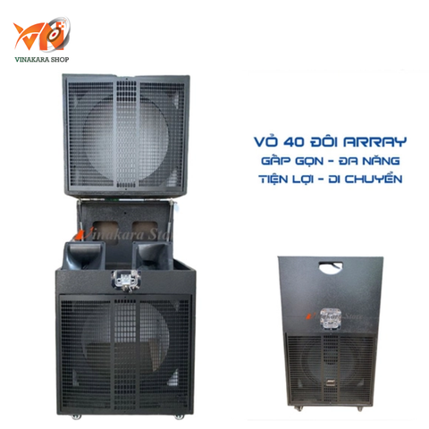 Vỏ thùng loa kéo bình array 40 đôi (2 bass 4T), mạch 19X38