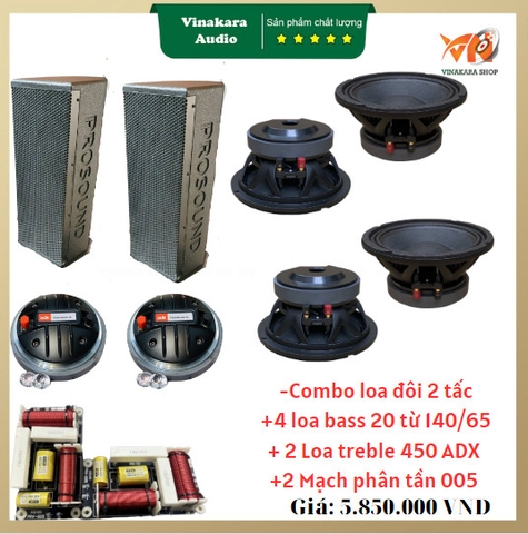 Loa full 2 tấc đôi VLF220-E, 2 bass 20cm coil 65, 500-1000w