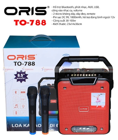 Loa xách tay Oris TO- 788 , loa trợ giảng mini ,kèm 2 micro