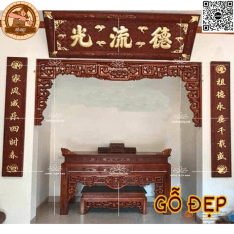 Bộ Hoành Phi Câu Đối Gỗ Gụ - HPCD 02