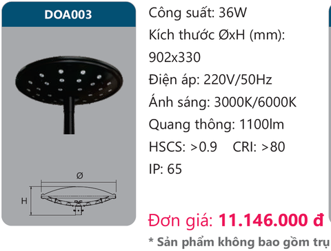 Đèn led sân vườn Duhal DOA003