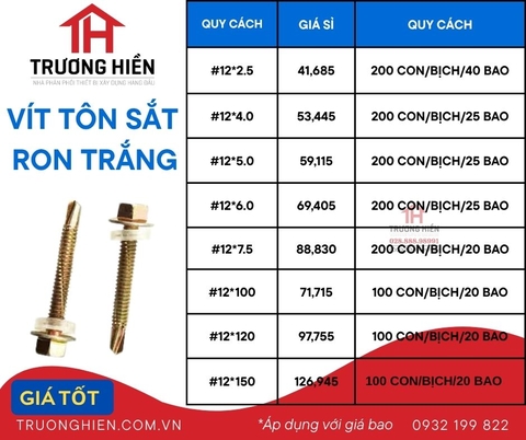 Bảng Giá Vít Tôn, Vít Sắt, Vít Khoan Tôn Giá Sỉ – Phân Phối Bởi Trương Hiền