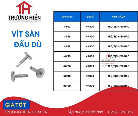Phân phối vít sàn đầu bằng và đầu dù – Trương Hiền chuyên cung cấp vít sàn giá sỉ tốt nhất miền Nam